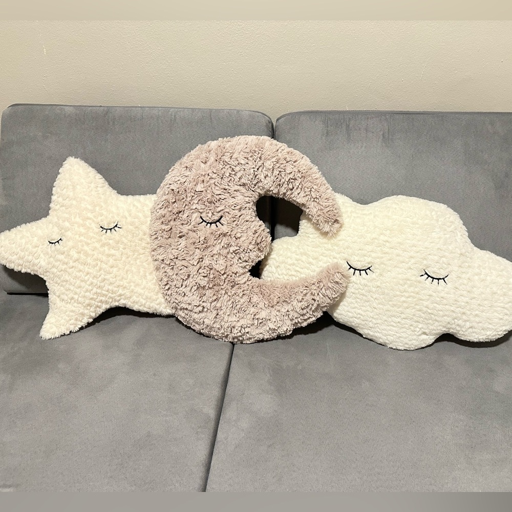 nursery throw pillows - star throw pillow, cloud throw pillow, moon throw pillow